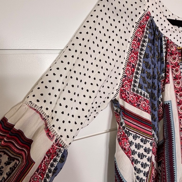 Beulah oversize boho flowy multiprint patchwork pullover blouse size S - Picture 6 of 13